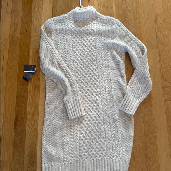 NWT Abercrombie & Fitch mock neck cable knit sweater dress oatmeal small women's - Picture 7 of 10